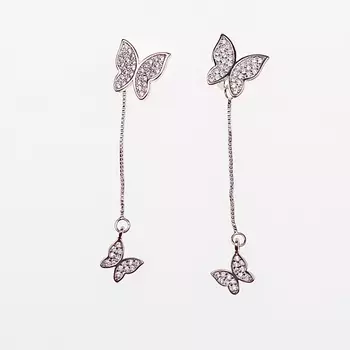 SHINE & BEAUTY Серьги-гвоздики покрытые серебром с кристаллами Swarovski