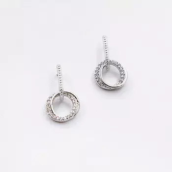 SHINE & BEAUTY Серьги-гвоздики покрытые серебром с кристаллами Swarovski