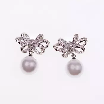 SHINE & BEAUTY Серьги-гвоздики покрытые серебром с кристаллами Swarovski