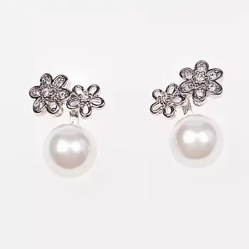 SHINE & BEAUTY Серьги-гвоздики покрытые серебром с кристаллами Swarovski