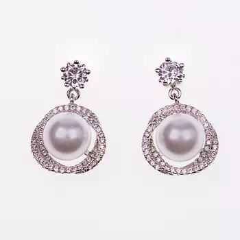 SHINE & BEAUTY Серьги-гвоздики покрытые серебром с кристаллами Swarovski