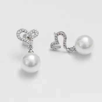 SHINE & BEAUTY Серьги-гвоздики покрытые серебром с кристаллами Swarovski