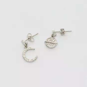 SHINE & BEAUTY Серьги-гвоздики покрытые серебром с кристаллами Swarovski