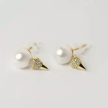 SHINE & BEAUTY Серьги-гвоздики покрытые серебром с кристаллами Swarovski