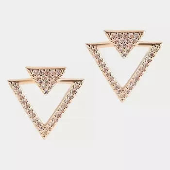 SHINE & BEAUTY Серьги-гвоздики, покрытые золотом с кристаллами Swarovski