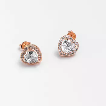 SHINE & BEAUTY Серьги-гвоздики покрытые золотом с кристаллами Swarovski