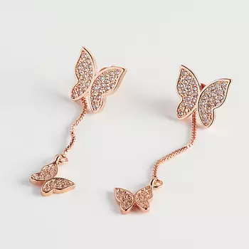 SHINE & BEAUTY Серьги-гвоздики, покрытые золотом с кристаллами Swarovski