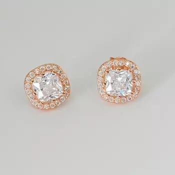 SHINE & BEAUTY Серьги-гвоздики покрытые золотом с кристаллами Swarovski