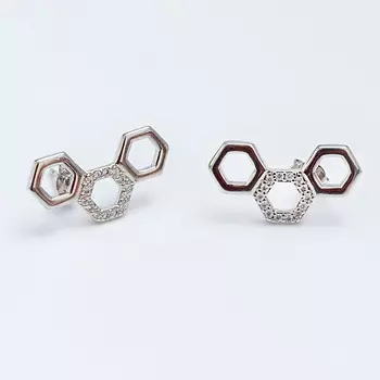 SHINE & BEAUTY Серьги-каффы покрытые серебром с кристаллами Swarovski