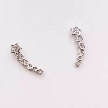 SHINE & BEAUTY Серьги-каффы покрытые серебром с кристаллами Swarovski