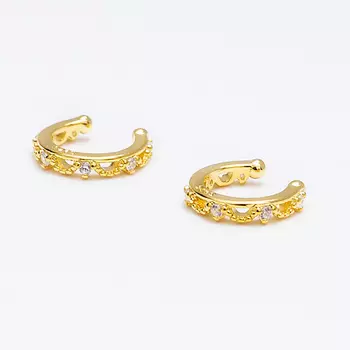 SHINE & BEAUTY Серьги-каффы покрытые золотом с кристаллами Swarovski