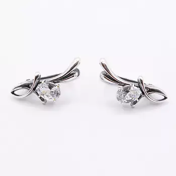 SHINE & BEAUTY Серьги покрытые серебром с фианитом