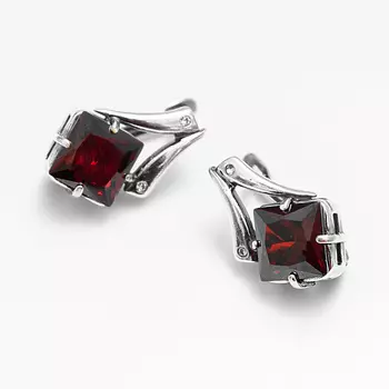 SHINE & BEAUTY Серьги покрытые серебром с фианитом и ювелирным стеклом PRECIOSA