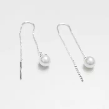 SHINE & BEAUTY Серьги-протяжки покрытые серебром с искусственным жемчугом