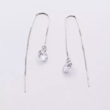 SHINE & BEAUTY Серьги-протяжки покрытые серебром с кристаллами Swarovski