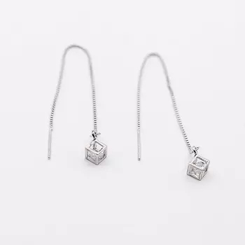 SHINE & BEAUTY Серьги-протяжки покрытые серебром с кристаллами Swarovski