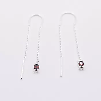 SHINE & BEAUTY Серьги-протяжки покрытые серебром с фианитом