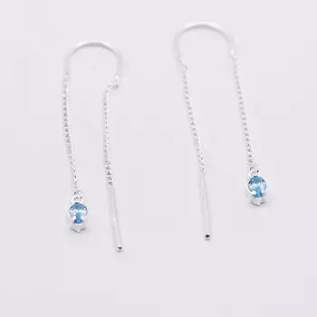 SHINE & BEAUTY Серьги-протяжки покрытые серебром с фианитом