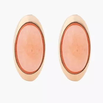 SHINE & BEAUTY Серьги с камнем африканский жад покрытые золотом