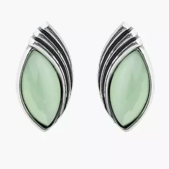 SHINE & BEAUTY Серьги с камнем кошачий глаз покрытые серебром