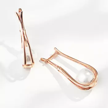 SHINE & BEAUTY Серьги с жемчугом покрытые золотом