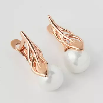 SHINE & BEAUTY Серьги с жемчугом покрытые золотом