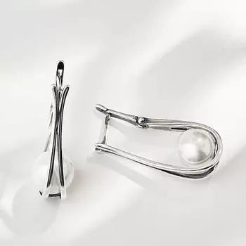 SHINE & BEAUTY Серьги с жемчугом покрытые серебром