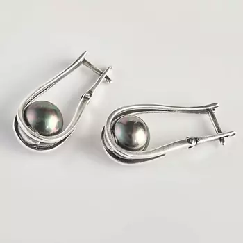 SHINE & BEAUTY Серьги с жемчугом покрытые серебром