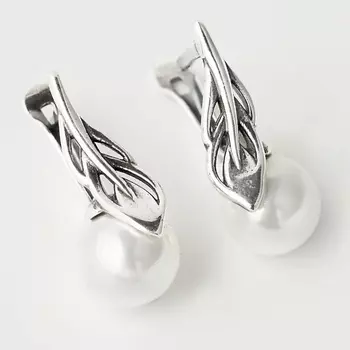 SHINE & BEAUTY Серьги с жемчугом покрытые серебром