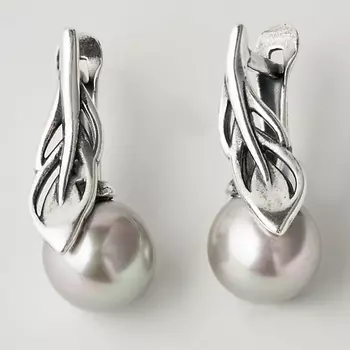 SHINE & BEAUTY Серьги с жемчугом покрытые серебром