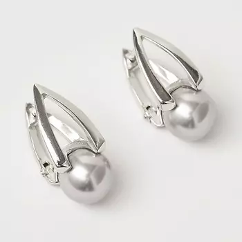 SHINE & BEAUTY Серьги с жемчугом покрытые серебром
