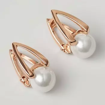 SHINE & BEAUTY Серьги с жемчугом покрытые золотом