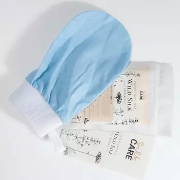 SILK CARE Шелковая варежка для пилинга Wild Silk в практичной упаковке