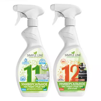 SIMPLE LINE Набор средств для уборки дома (средство от известкового налета+ антижир) 2.0