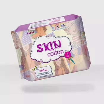 SKIN COTTON Ночные гигиенические прокладки длительного действия