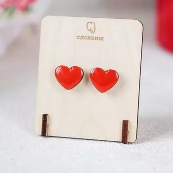 СЛОНВИШ Heart red Серьги сердечки красные крупные