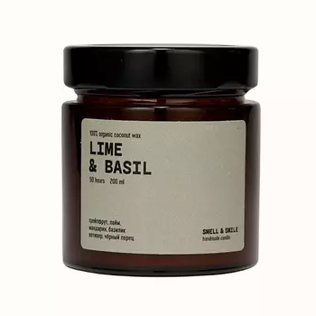 SMELL & SMILE Свеча ароматическая Лайм и баилик