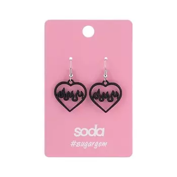 SODA Серьги HEART IN FIRE BLACK #sugargem