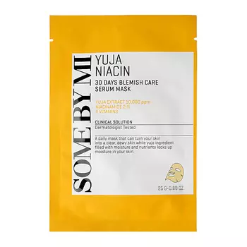 SOME BY MI Маска для лица YUJA NIACIN с экстрактом юдзу и ниацинамидом (выравнивающая тон кожи) 25.0