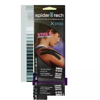 SPIDERTECH Тейп преднарезанный 6 штук черный