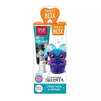 SPLAT Натуральная зубная паста для детей 6–11 лет «JUNIOR BUBBLE GUM» c игрушкой в наборе "СВИТ БОКС"