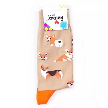 ST.FRIDAY Носки с собачками "Человек - человеку волк, а корги - корги корги!"