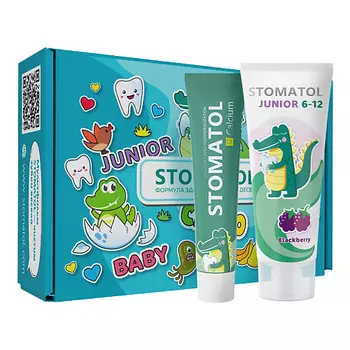 STOMATOL Набор детский реминерализующий гель для зубов 0+ и зубная паста 6+