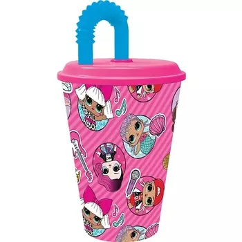 STOR Стакан пластиковый с соломинкой и крышкой (спортивный, 430 мл). LOL