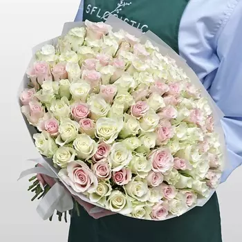 STUDIO FLORISTIC Роза Кения нежный микс 101шт 40 см