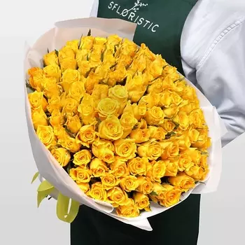 STUDIO FLORISTIC Роза Кения желтая 101шт 40 см