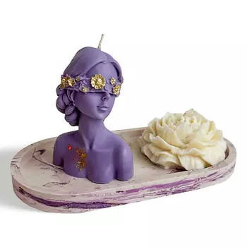 СВЕЧИ В ДОМ Набор свечей Девушка бюст с розой лавандовая 400.0