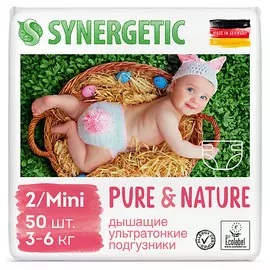 SYNERGETIC Подгузники дышащие ультратонкие Pure&Nature Mini 2 50.0