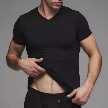 TACTILICA Футболка V-образный вырез однотонная облегающая
