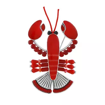 TARATATA Брошь Mr Lobster, с цветной смолой, бусинами и шнуром